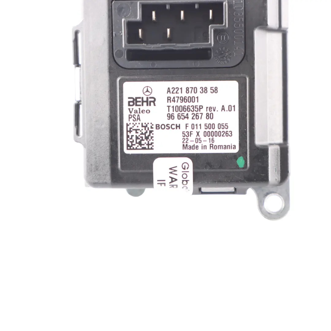 Blower Motor Heater Fan Resistor Regulator to Mercedes W221 with Part number A2218703858 Mercedes W221 Blower Motor Heater Fan Resistor Regulator - SKU A2218703858-1 - Part number A2218703858