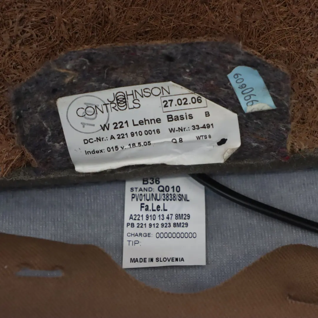 Backrest Back Rest Front Left N/S Leather Designo Sand to Mercedes W221 Seat with Part number A2219101347 Mercedes W221 Seat Backrest Back Rest Front Left N/S Leather Designo Sand - SKU A2219101347-1 - Part number A2219101347