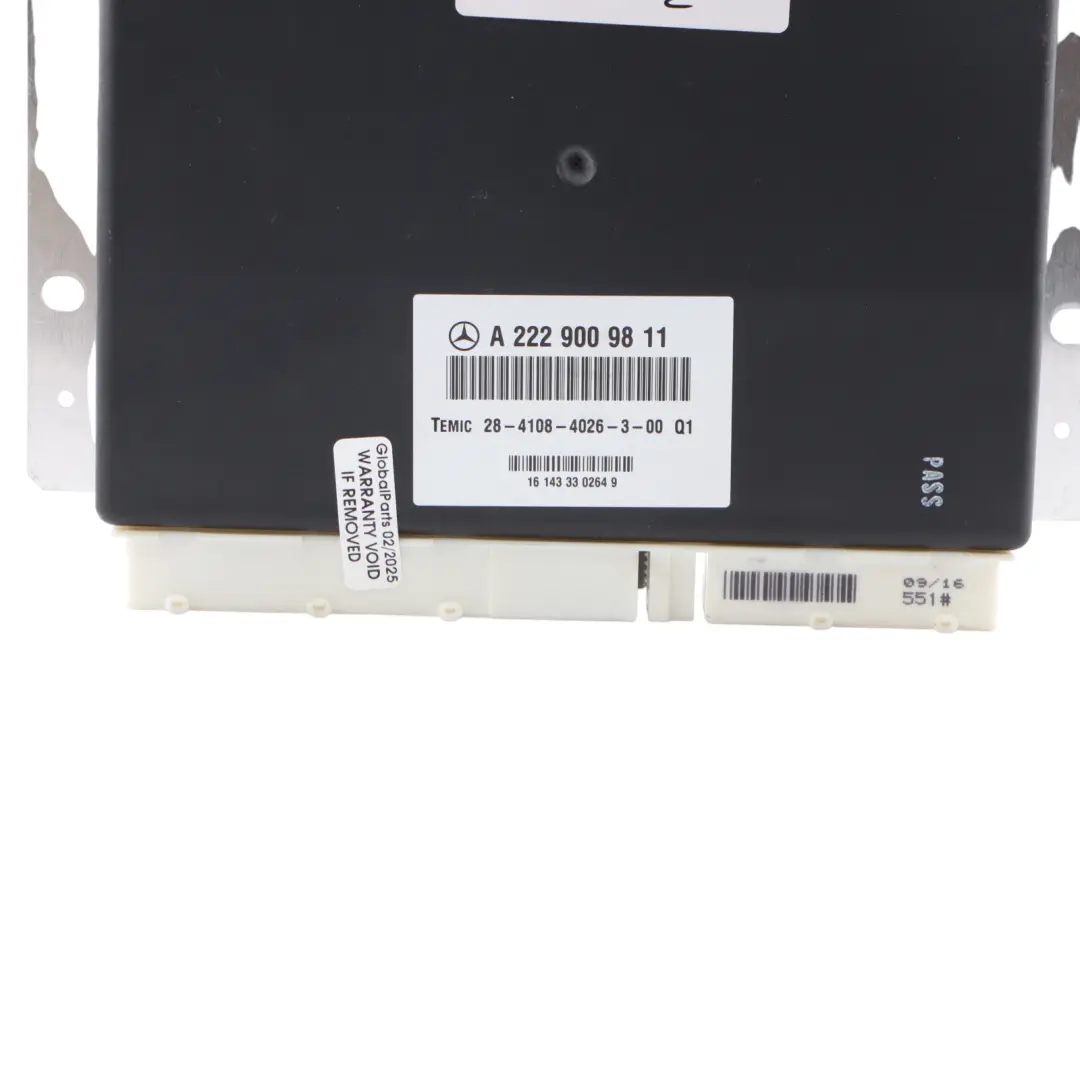 Modulo Controllo Sospensioni Pneumatiche ECU per Mercedes W205 W222 con numero di parte A2229009811 Mercedes W205 W222 Modulo Controllo Sospensioni Pneumatiche ECU - SKU A2229009811 - Numero di parte A2229009811