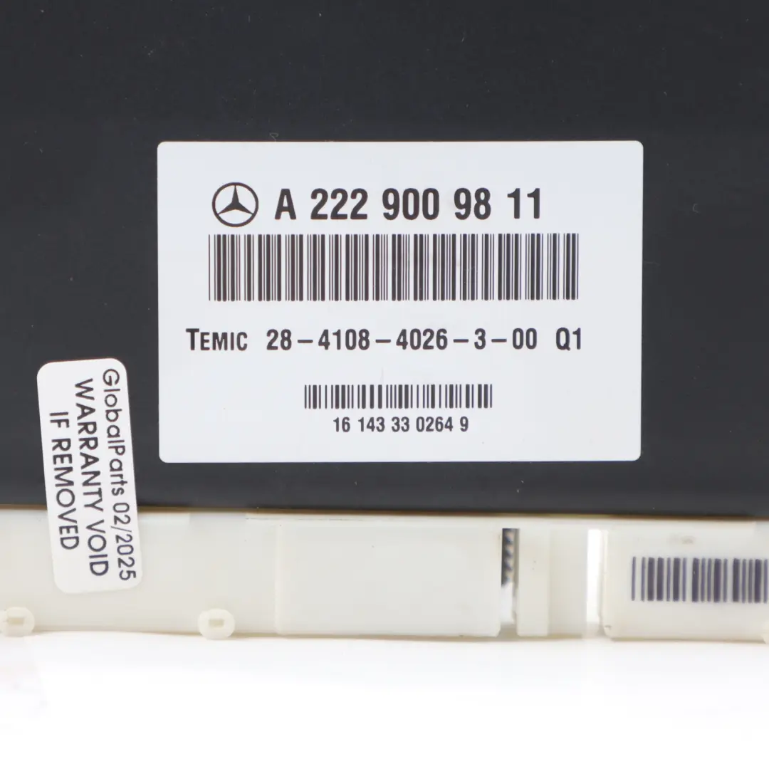 Suspension Module Control Unit ECU to Mercedes W205 W222 Air with Part number A2229009811 Mercedes W205 W222 Air Suspension Module Control Unit ECU - SKU A2229009811 - Part number A2229009811