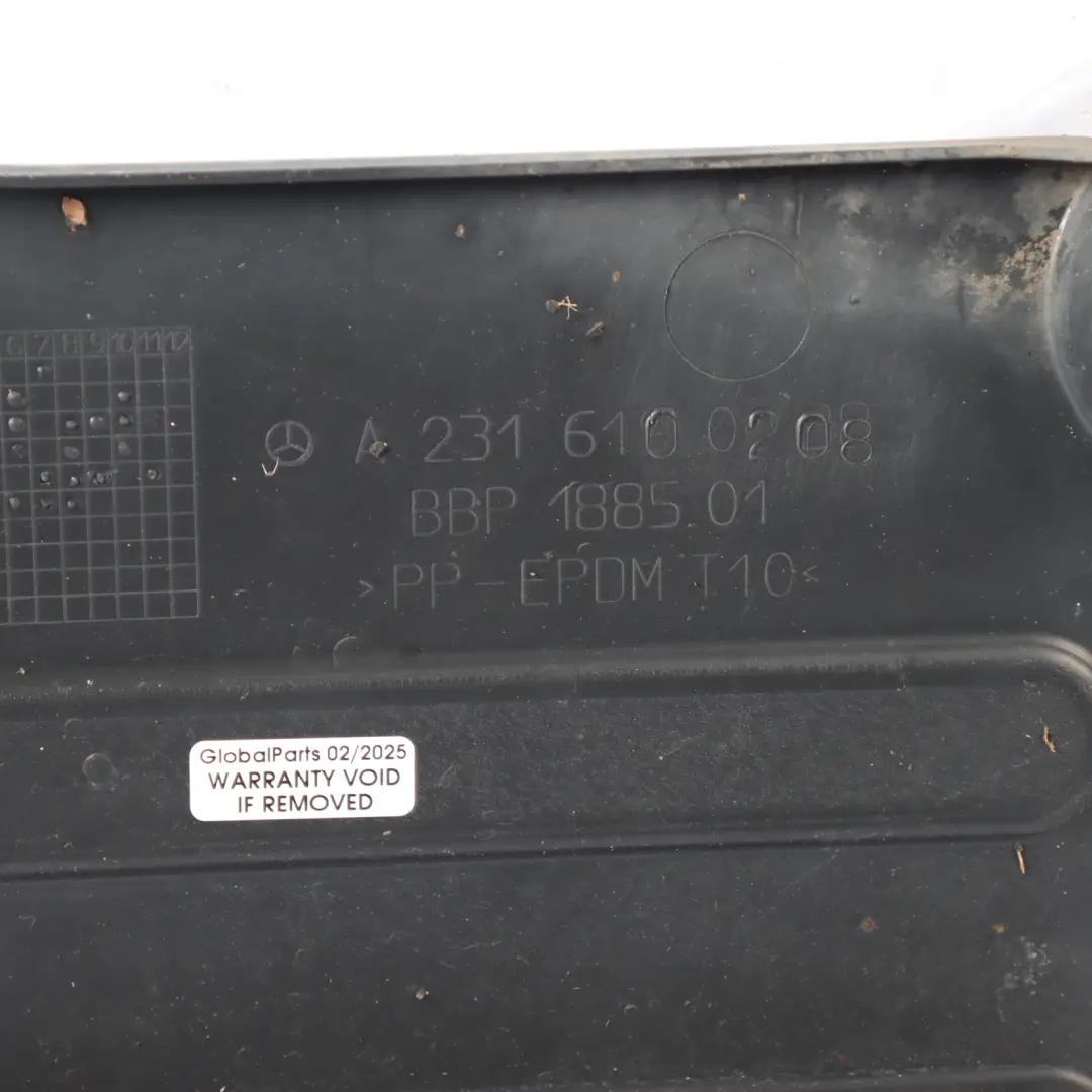 Underride Underbody Skid Panel Shielding Trim to Mercedes R231 Rear with Part number A2316100208 Mercedes R231 Rear Underride Underbody Skid Panel Shielding Trim - SKU A2316100208 - Part number A2316100208