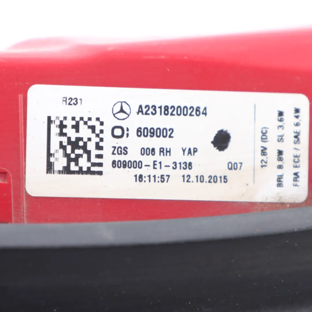 Right Tail Light Lamp Side Panel to Mercedes SL R231 Rear with Part number A2318200264 Mercedes SL R231 Rear Right Tail Light Lamp Side Panel - SKU A2318200264 - Part number A2318200264