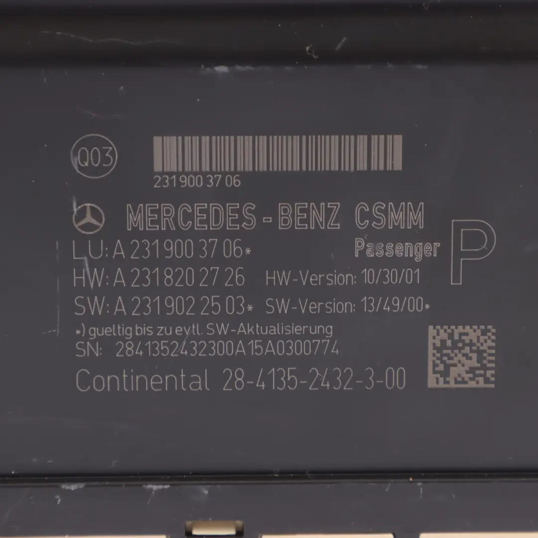 Mercedes R231 Modulo Centralina Sedile Passeggero - SKU A2319003706 - Numero di parte A2319003706