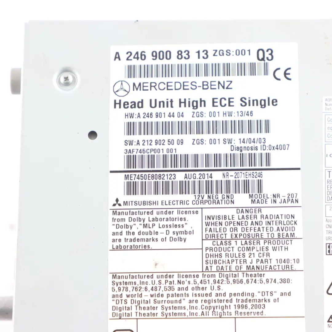  Radio Media Headunit Mercedes C117 W176 Sat Navigation Control Panel - SKU A2469008313-1 - Part number A2469008313