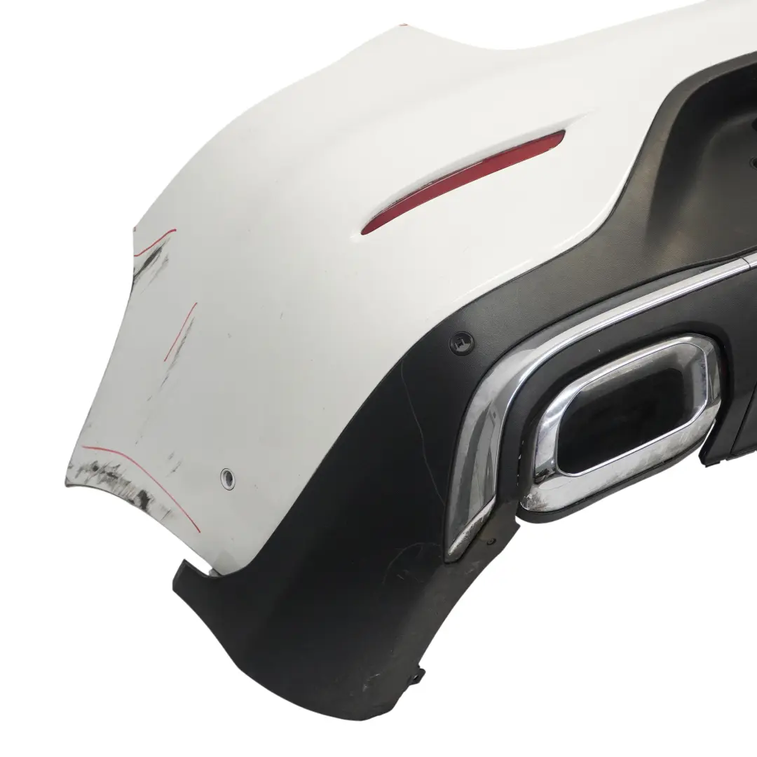 Bumper Trim Panel AMG Covering Polar White - 149 to Mercedes C253 Rear with Part number A2538805703 Mercedes C253 Rear Bumper Trim Panel AMG Covering Polar White - 149 - SKU A2538805703-POL - Part number A2538805703