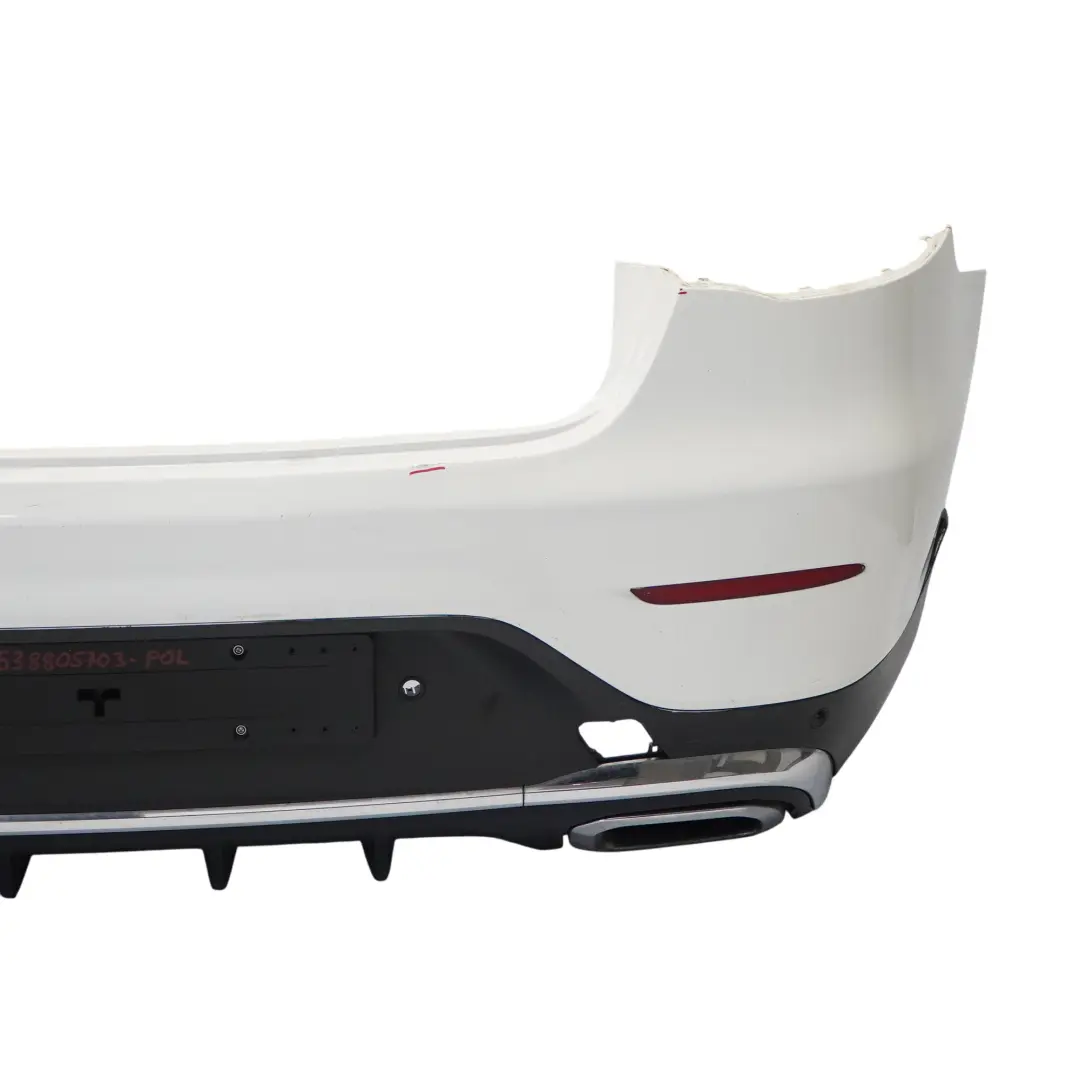 Bumper Trim Panel AMG Covering Polar White - 149 to Mercedes C253 Rear with Part number A2538805703 Mercedes C253 Rear Bumper Trim Panel AMG Covering Polar White - 149 - SKU A2538805703-POL - Part number A2538805703