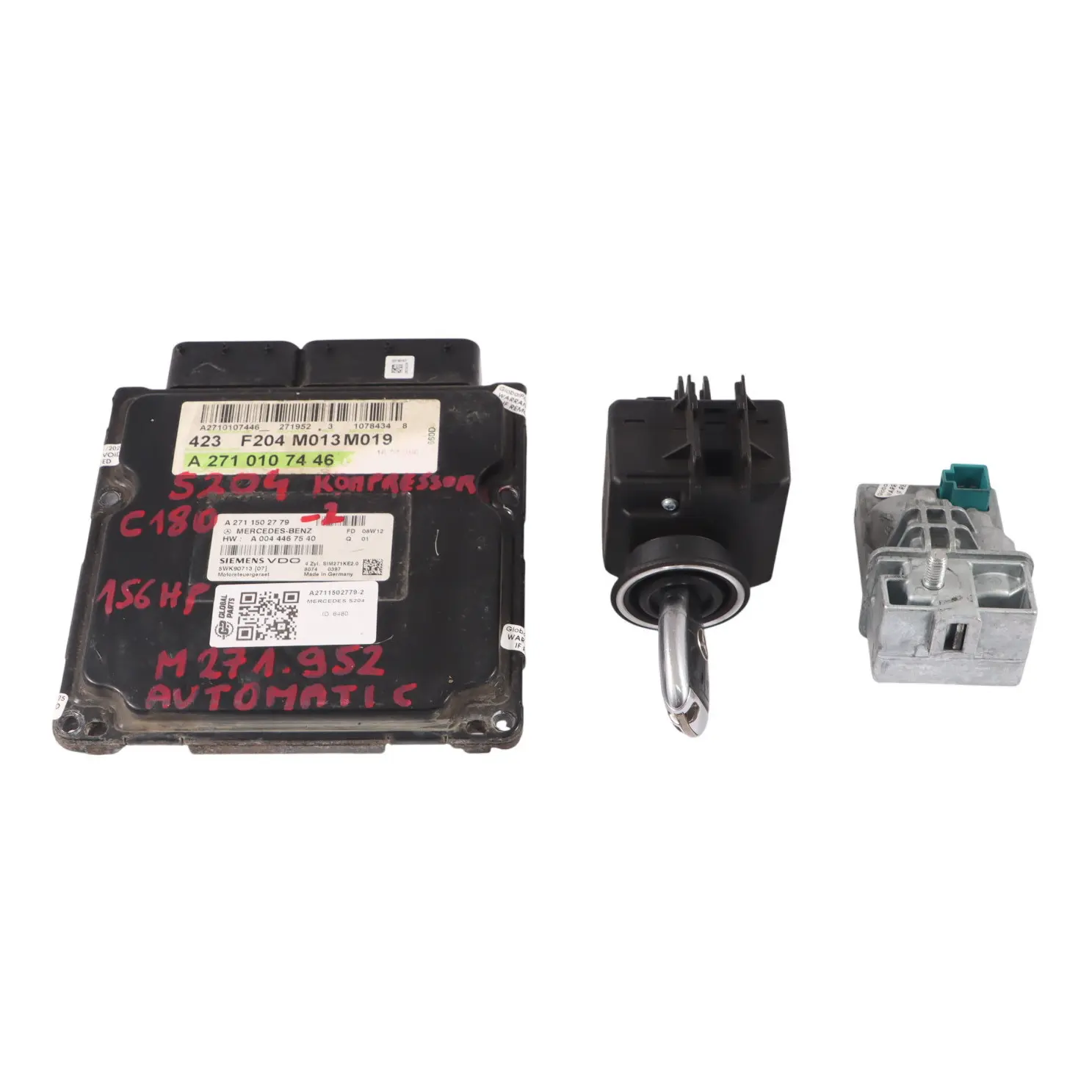 Mercedes W204 C180 156HP Kompressor M271.952 Kit ECU motore A2711502779 Chiave