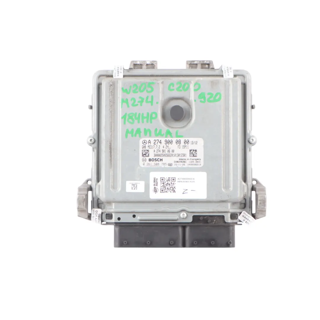 C200 274.920 184HP Engine ECU Kit 2 Key + Lock Manual to Mercedes W205 with Part number A2749000800 Mercedes W205 C200 274.920 184HP Engine ECU Kit 2 Key + Lock Manual - SKU A2749000800-6 - Part number A2749000800