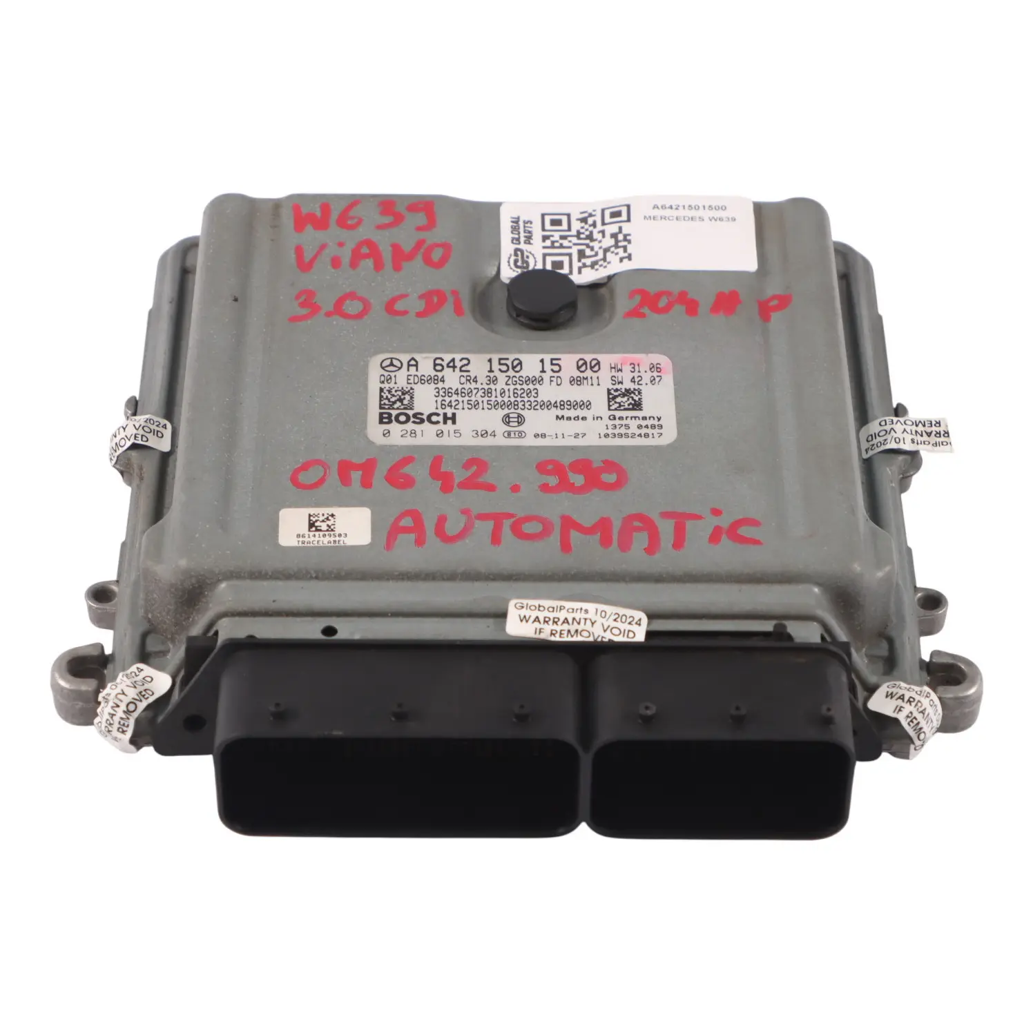 Mercedes W639 3.0CDI OM642.990 Unité commande moteur ECU A6421501500 automatique