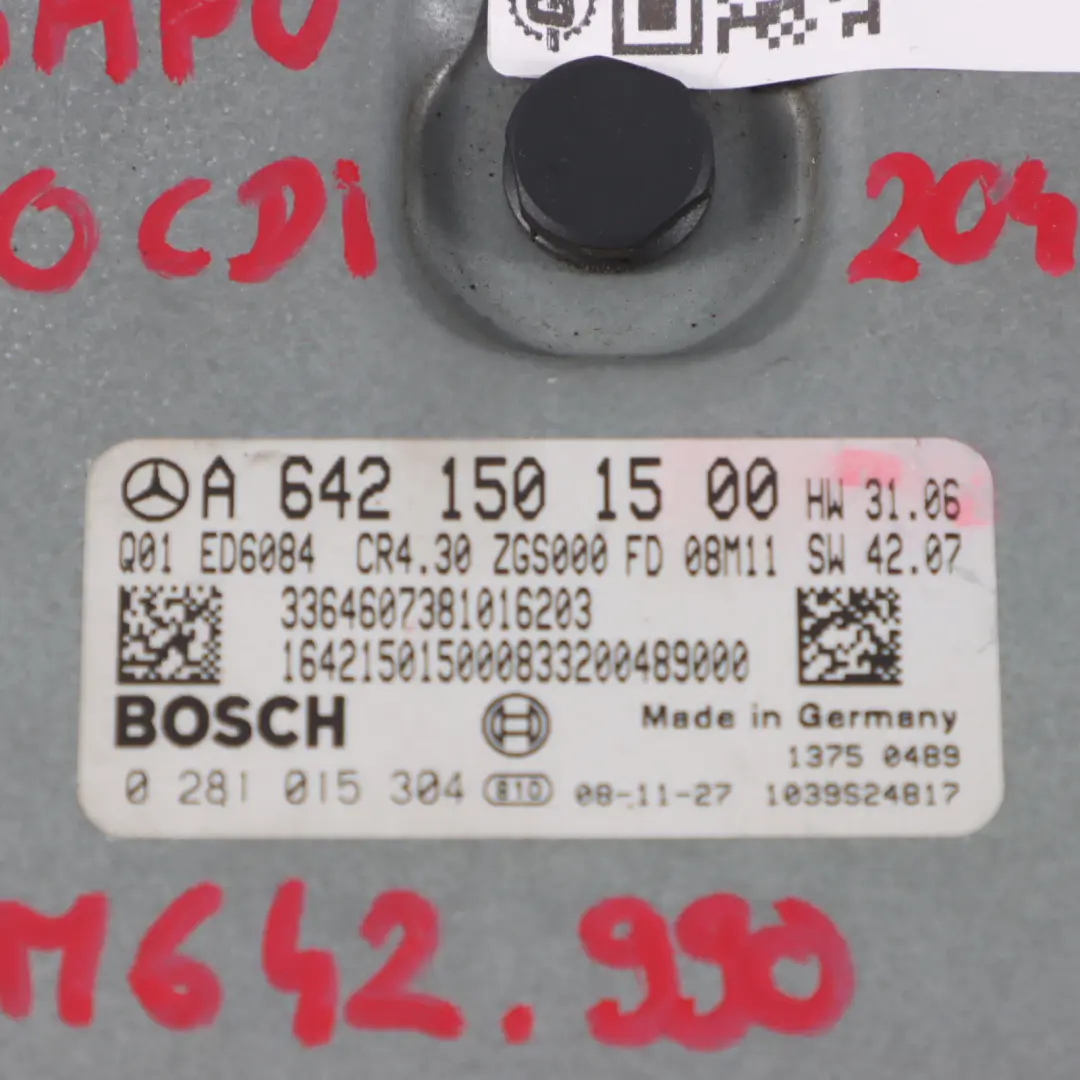 3.0CDI OM642.990 Komputer Silnika ECU Automat do Mercedes W639 o numerze A6421501500 Mercedes W639 3.0CDI OM642.990 Komputer Silnika ECU Automat - SKU A6421501500 - Numer Części A6421501500