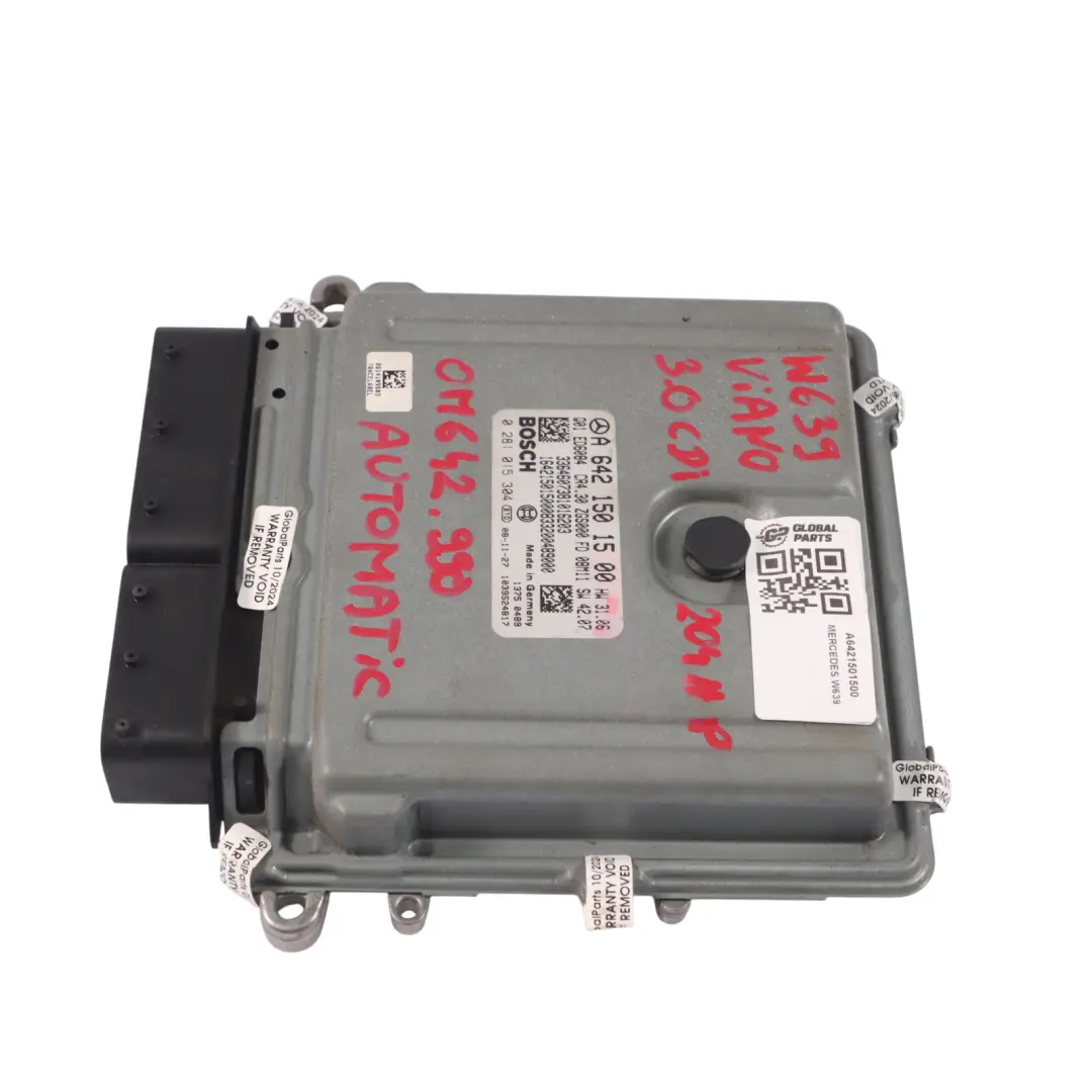 Unidad control motor ECU Mercedes W639 3.0CDI OM642.990 Automático para con número de pieza A6421501500 Unidad control motor ECU Mercedes W639 3.0CDI OM642.990 Automático - SKU A6421501500 - Número de pieza A6421501500