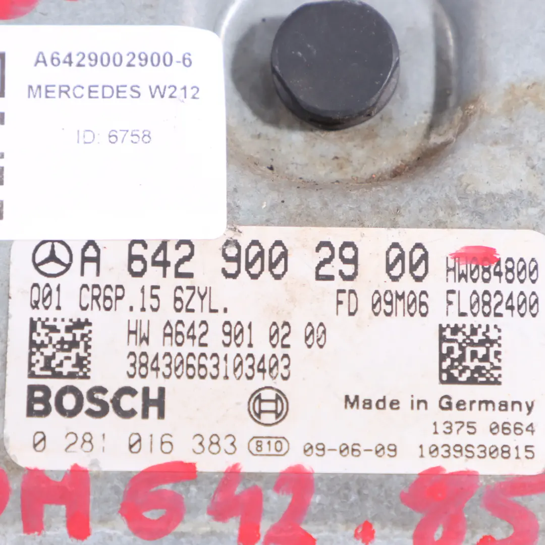 Mercedes C207 E350 CDI BlueEfficiency OM642.836 Engine Module ECU - SKU A6429002900-6 - Part number A6429002900