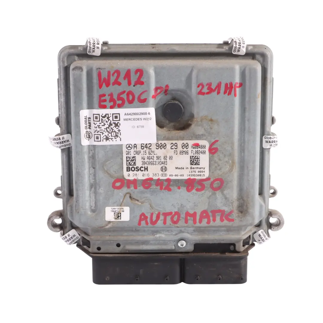 Module Calculateur Moteur Mercedes C207 E350 CDI BE OM642.836 pour à propos du numéro de pièce A6429002900 Module Calculateur Moteur Mercedes C207 E350 CDI BE OM642.836 - SKU A6429002900-6 - Numéro de pièce A6429002900