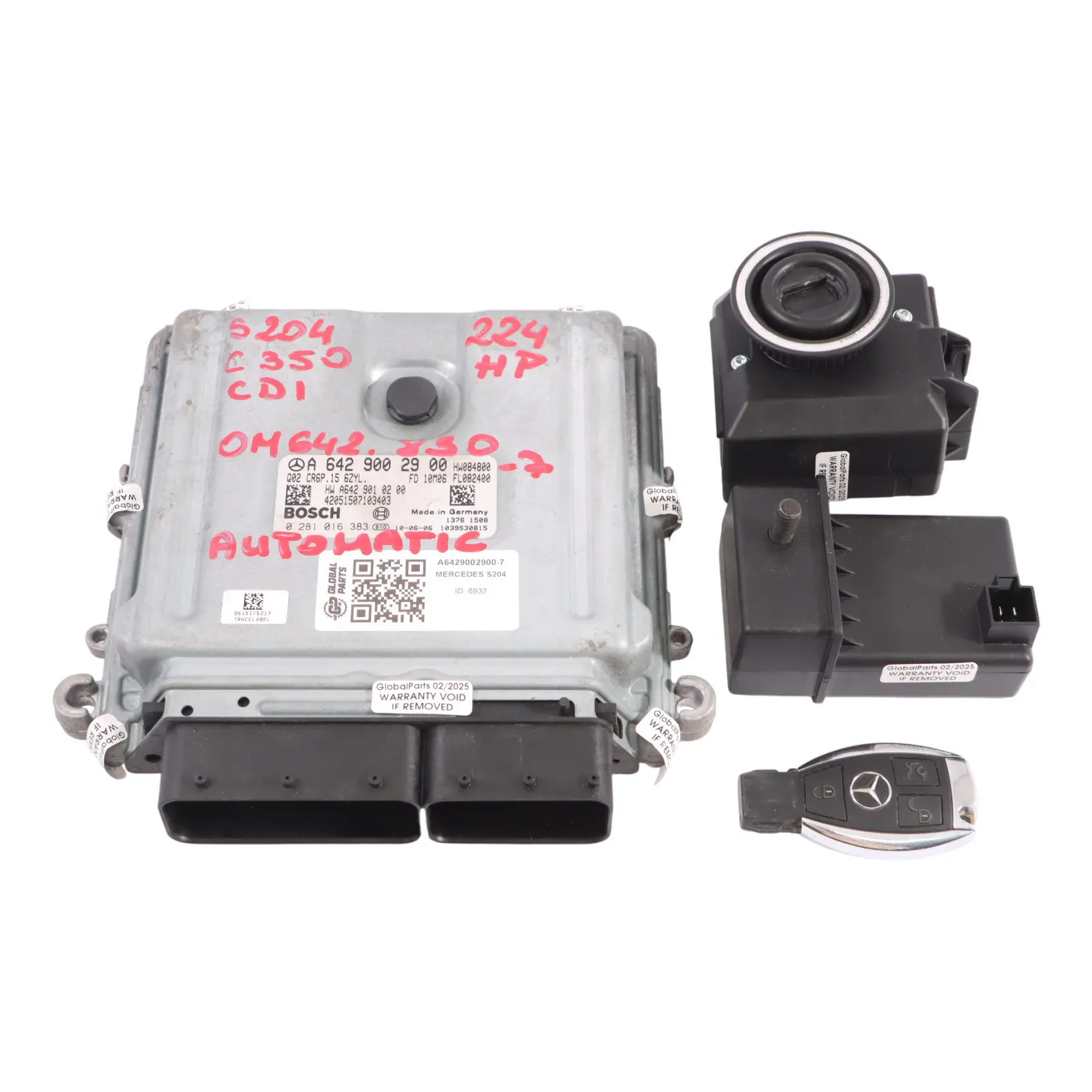 Mercedes W204 C350 CDI OM642.830 Engine Module ECU Kit A6429002900 Key + Lock