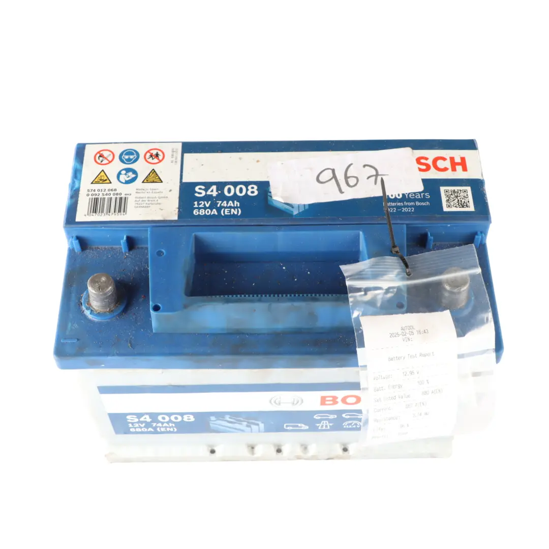  Bosch S4 008 Accumulator Battery 74Ah 680A 12V - SKU BOSCH-74AH - Part number Bosch S4 008 74Ah Accumulator
