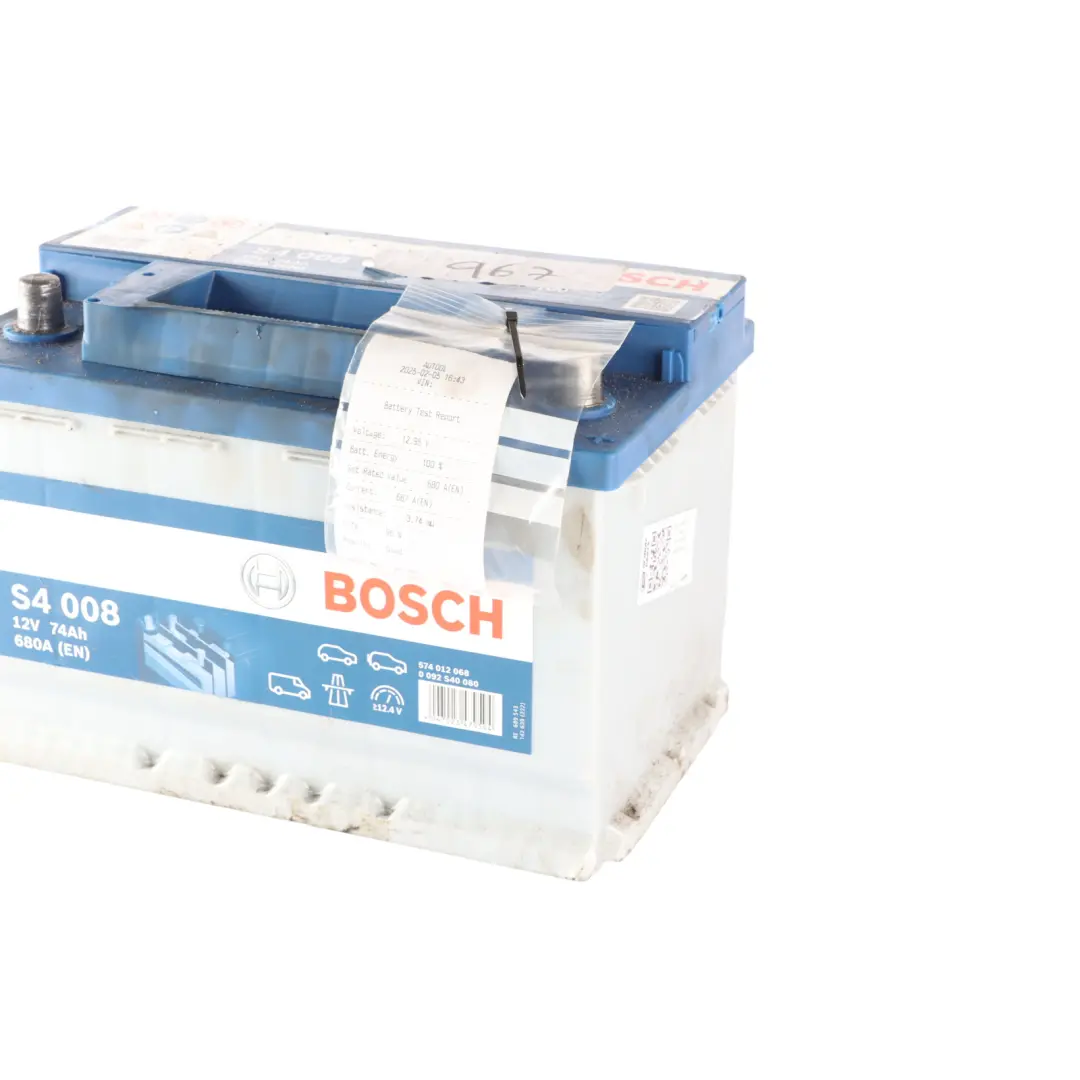  Bosch S4 008 Accumulator Battery 74Ah 680A 12V - SKU BOSCH-74AH - Part number Bosch S4 008 74Ah Accumulator
