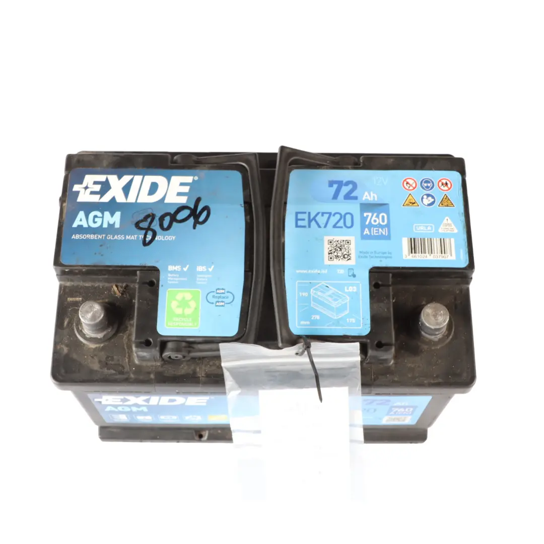 Exide Car Battery AGM EK720 72Ah 760A Accumulator to with Part number EXIDE-AGM-72AH Exide Car Battery AGM EK720 72Ah 760A Accumulator - SKU EXIDE-AGM-72AH - Part number EXIDE-AGM-72AH