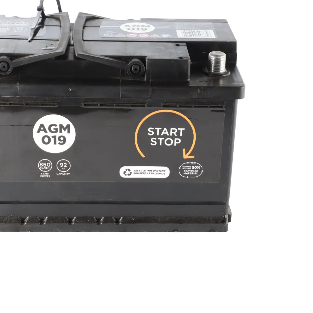 Halfords Advanced AGM 019 Start Stop Car Battery 12V 92Ah 850A to with Part number HALFORDS-AGM-92AH Halfords Advanced AGM 019 Start Stop Car Battery 12V 92Ah 850A - SKU HALFORDS-AGM-92AH - Part number HALFORDS-AGM-92AH
