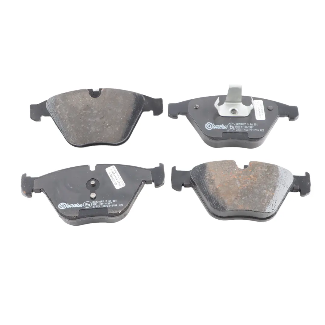 Brembo Front Axle Brake Pads Set Kit to BMW E60 E90 E91 with Part number P06081 BMW E60 E90 E91 Brembo Front Axle Brake Pads Set Kit - SKU P06081 - Part number P06081