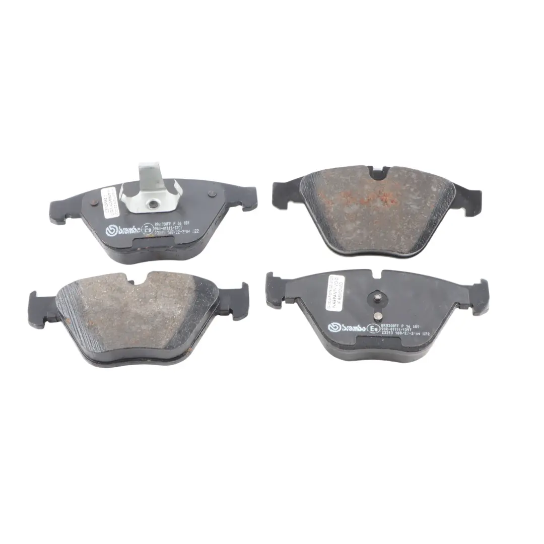 Brembo Front Axle Brake Pads Set Kit to BMW E60 E90 E91 with Part number P06081 BMW E60 E90 E91 Brembo Front Axle Brake Pads Set Kit - SKU P06081 - Part number P06081