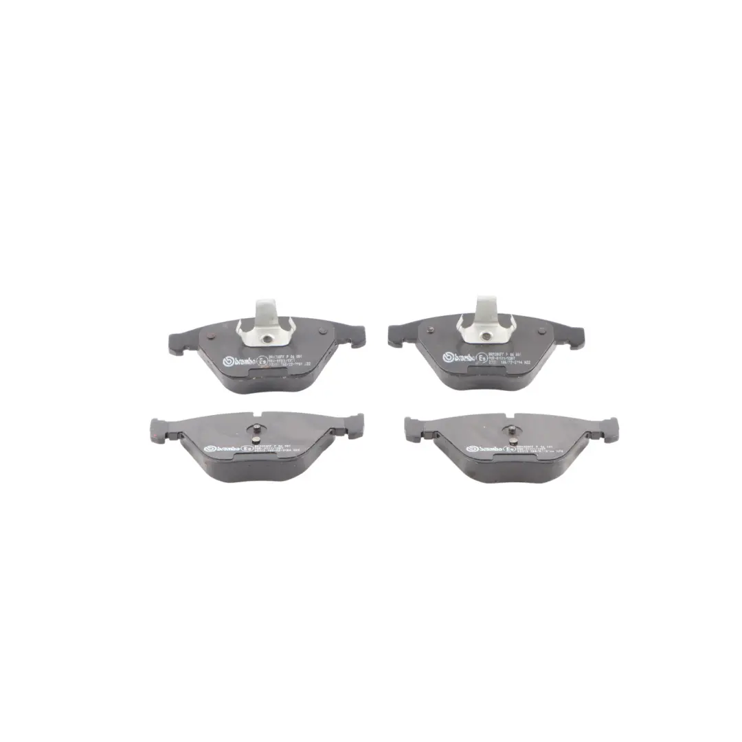 Brembo Front Axle Brake Pads Set Kit to BMW E60 E90 E91 with Part number P06081 BMW E60 E90 E91 Brembo Front Axle Brake Pads Set Kit - SKU P06081 - Part number P06081