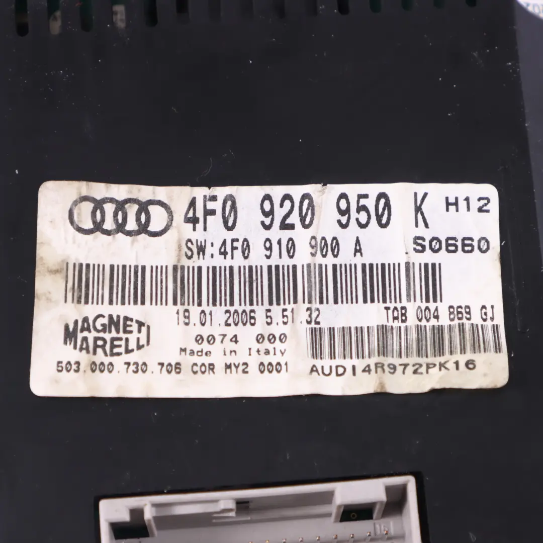 Audi A6 C6 Instrument Cluster Speedo Clocks Petrol Manual - SKU RHD-4F0920950K - Part number 4F0920950K