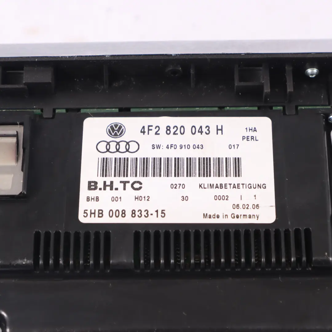 Audi A6 C6 Automatic Air Conditioning Climate Control Panel Switch - SKU RHD-4F2820043R - Part number 4F2820043R