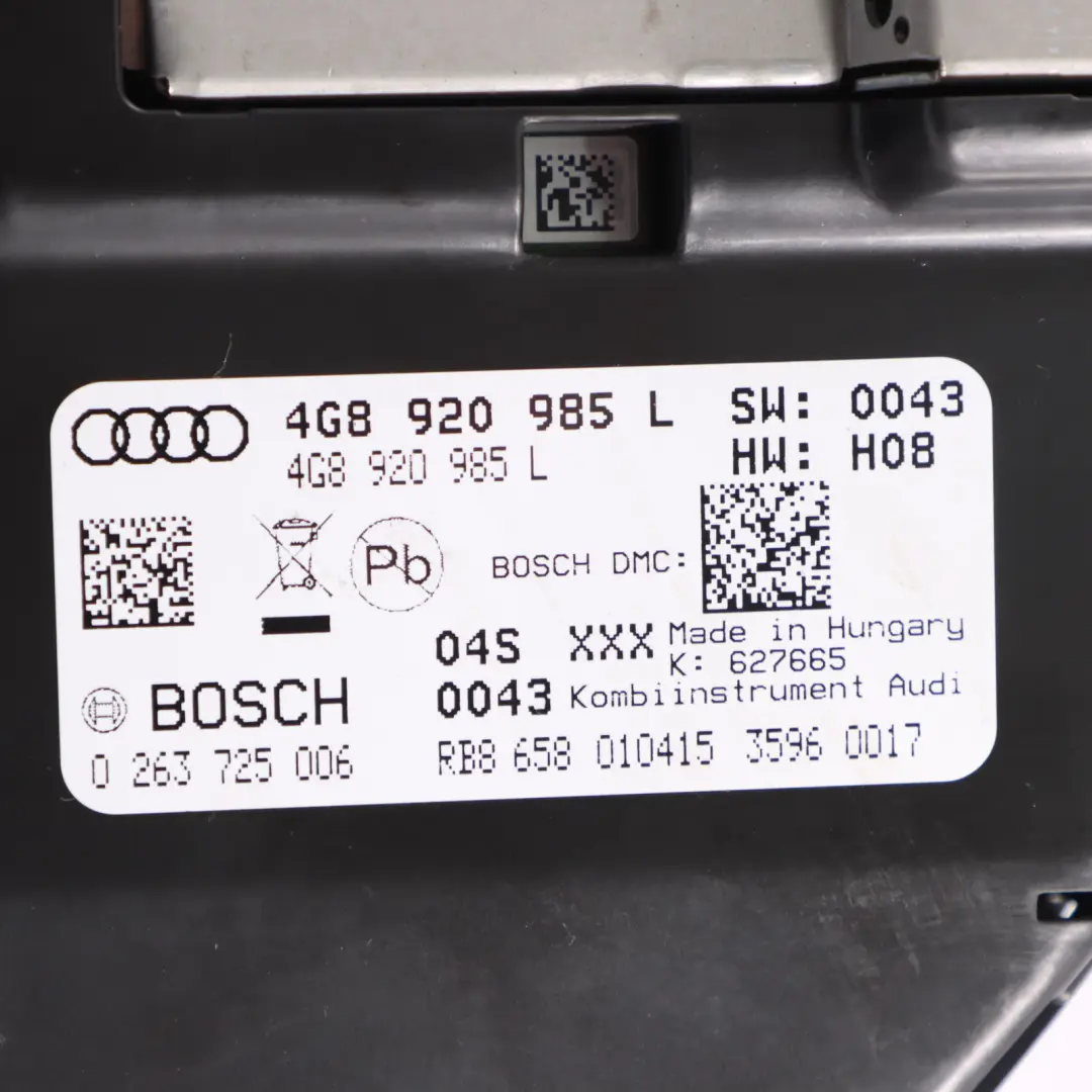 Audi A7 4G Diesel Instrument Cluster Speedometer Clocks Automatic - SKU RHD-4G8920985L - Part number 4G8920985L