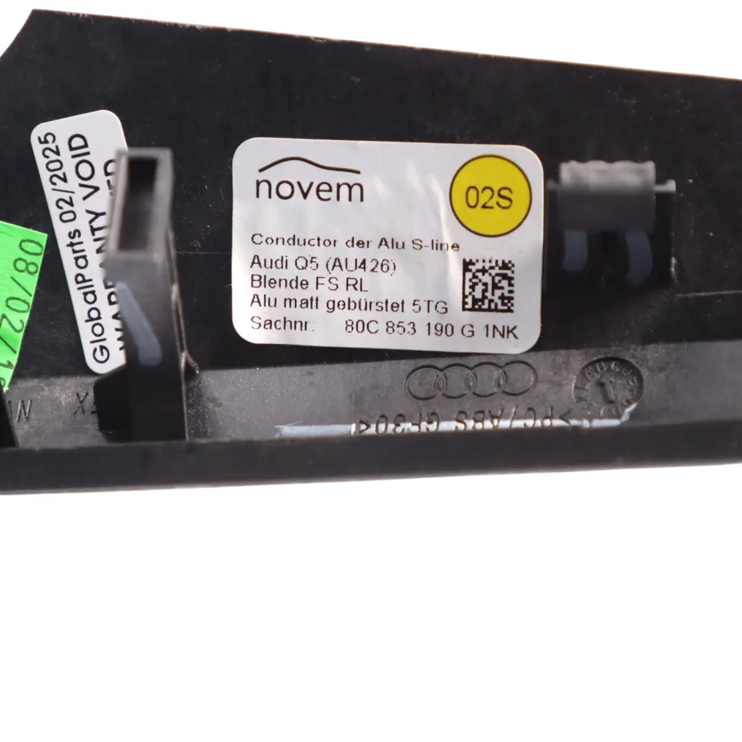 Trim Dashboard Silver Brushed Aluminium Right O/S to Audi Q5 FY Cover with Part number 80C853190G Audi Q5 FY Cover Trim Dashboard Silver Brushed Aluminium Right O/S - SKU RHD-80C853190G - Part number 80C853190G