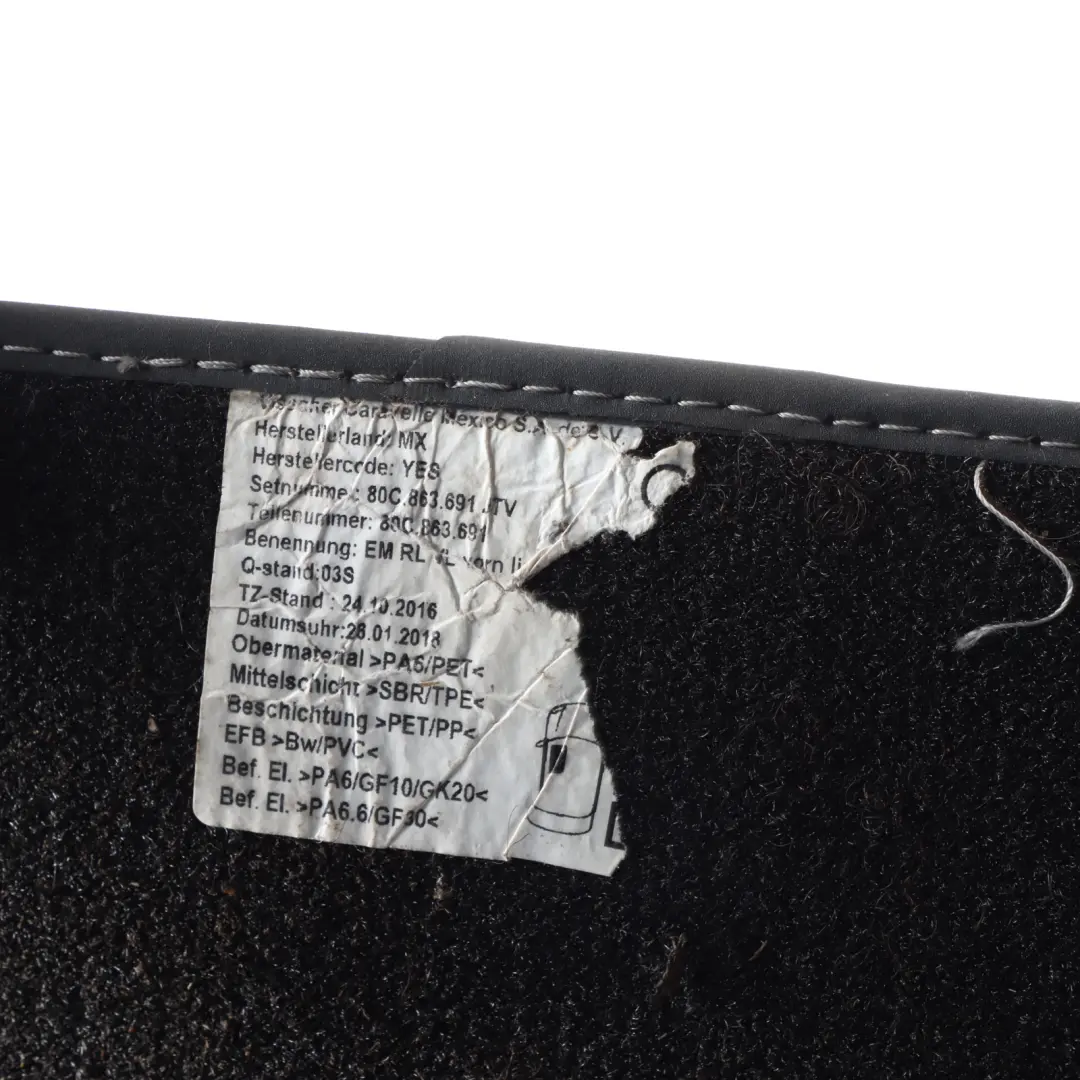 Carpet Floor Mats Velour Black Set to Audi Q5 SQ5 FY with Part number 80C863691 Audi Q5 SQ5 FY Carpet Floor Mats Velour Black Set - SKU RHD-80C863691 - Part number 80C863691