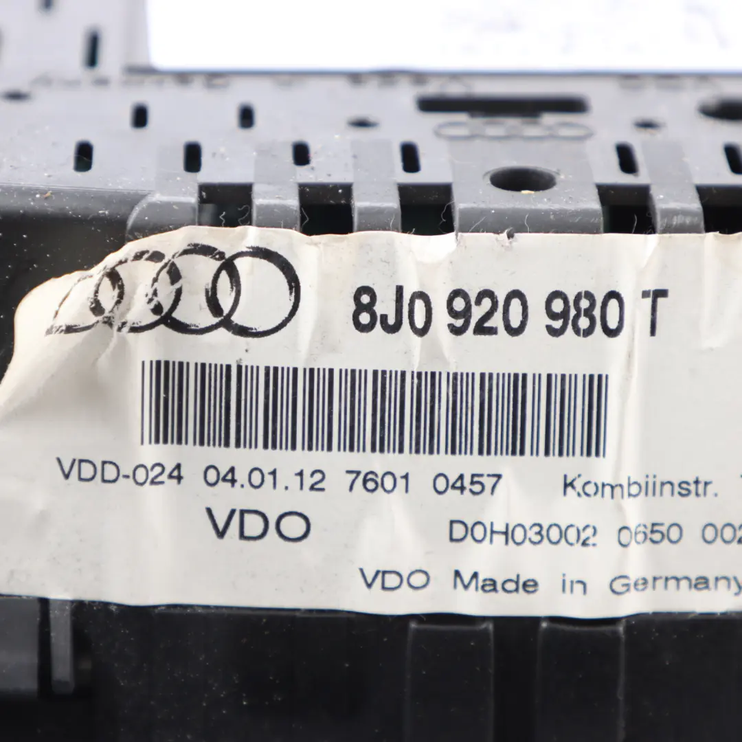 Audi TT 8J Petrol Instrument Cluster Speedo Meter Clocks Automatic - SKU RHD-8J0920980T - Part number 8J0920980T