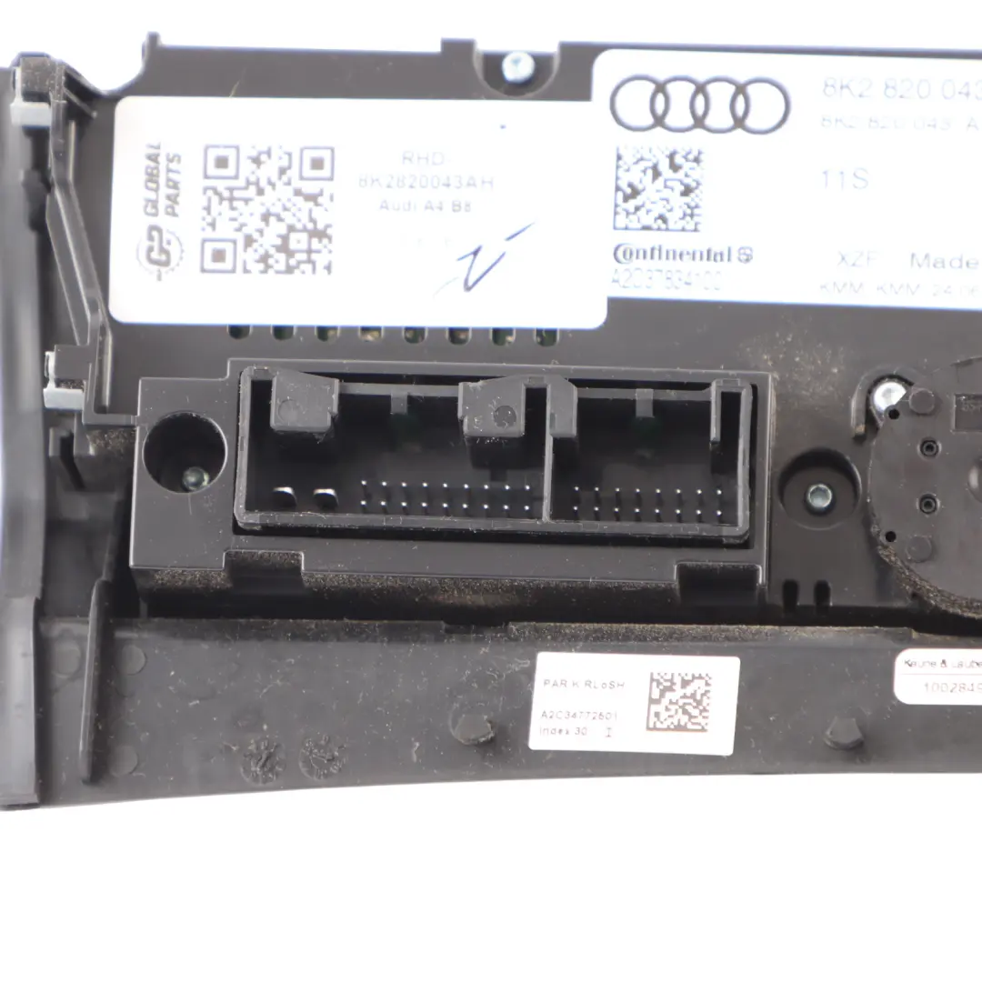 A/C Air Condition Heater Climate Control Switch Panel to Audi A4 B8 with Part number 8K2820043AH Audi A4 B8 A/C Air Condition Heater Climate Control Switch Panel - SKU RHD-8K2820043AH - Part number 8K2820043AH