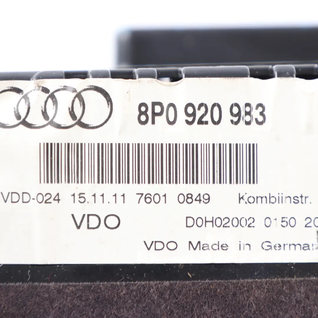 Instrument Cluster Speedometer Clocks to Audi A3 8V Diesel Manual with Part number 8P0920983 Audi A3 8V Diesel Manual Instrument Cluster Speedometer Clocks - SKU RHD-8P0920983 - Part number 8P0920983