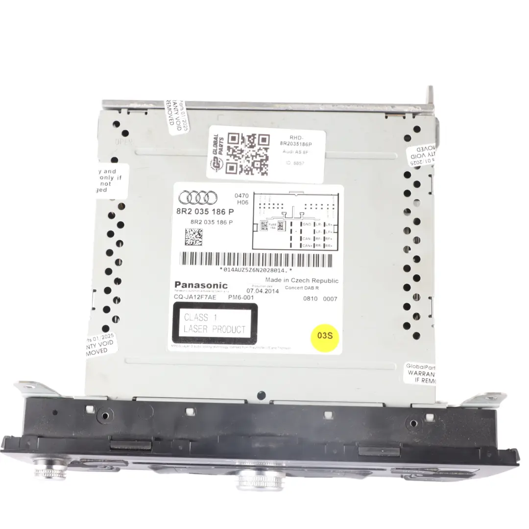 Audi A5 8F Radio Stereo CD Player Reader Head Unit MMI Multimedia - SKU RHD-8R2035186P - Part number 8R2035186P