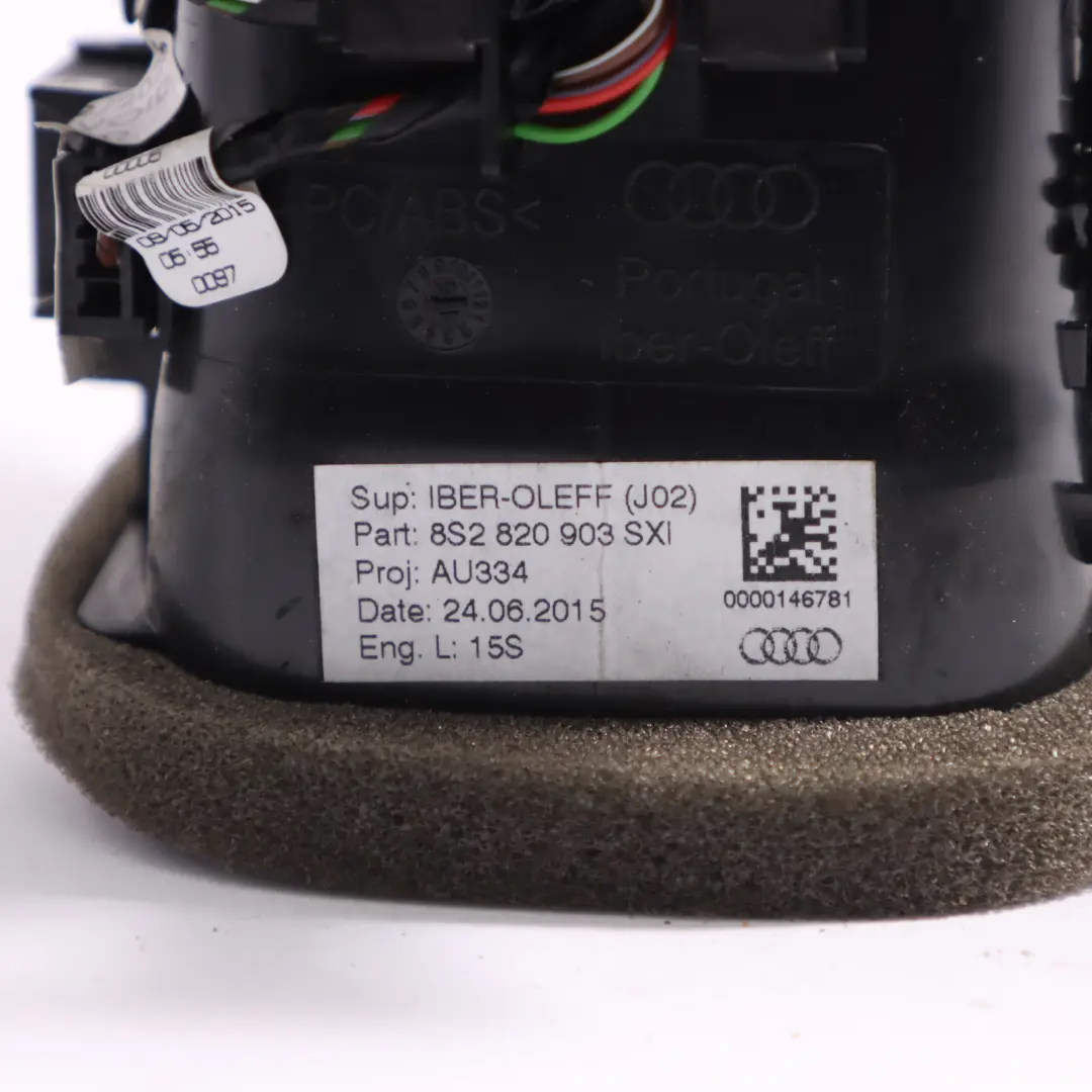 Fresh Air Grille Center Dash Dashboard Vent Part to Audi TT FV with Part number 8S2820903 Audi TT FV Fresh Air Grille Center Dash Dashboard Vent Part - SKU RHD-8S2820903 - Part number 8S2820903