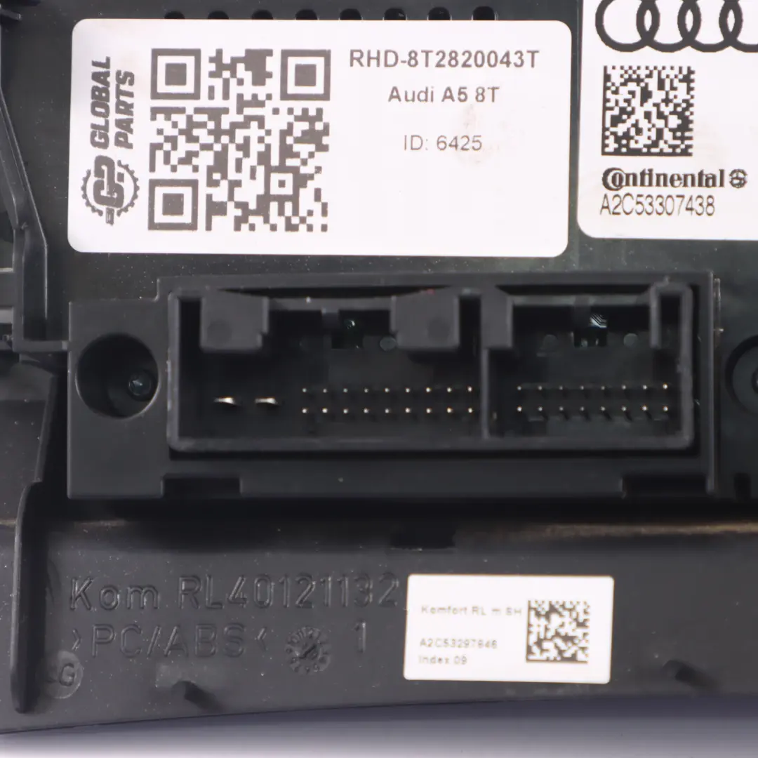Audi A5 8T A/C Air Condition Climate Control Heated Seat Panel - SKU RHD-8T2820043T - Part number 8T2820043T