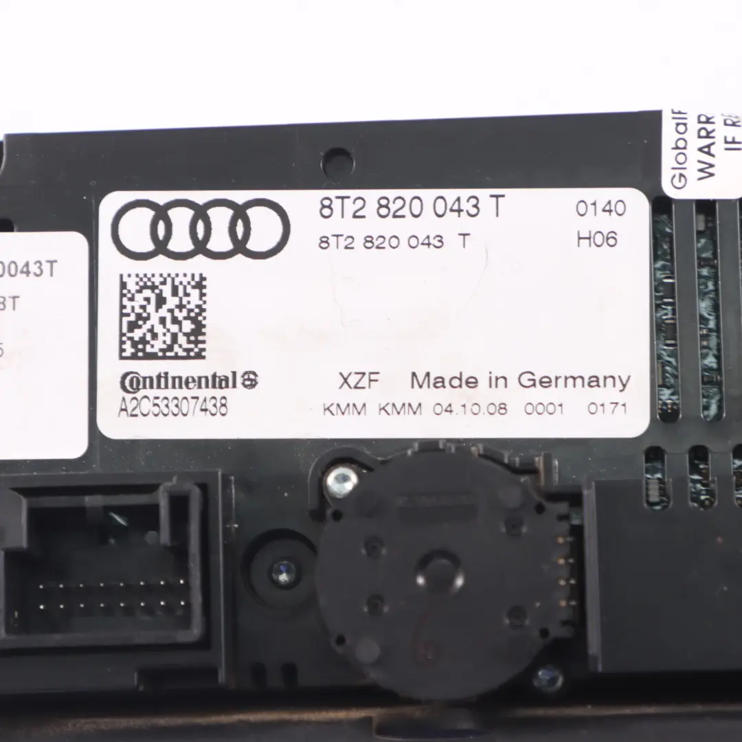 Audi A5 8T A/C Air Condition Climate Control Heated Seat Panel - SKU RHD-8T2820043T - Part number 8T2820043T