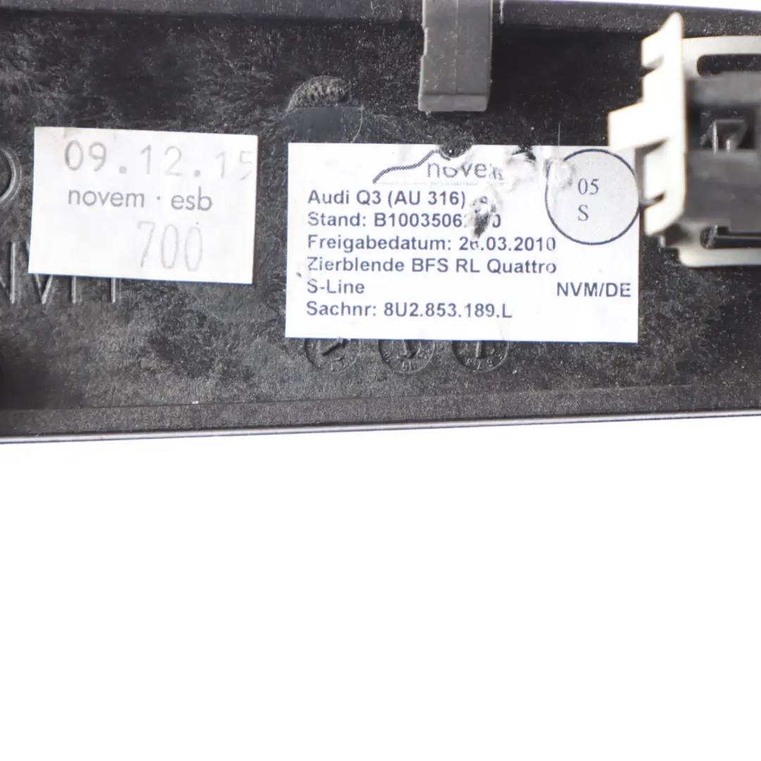 Side Panel Left N/S Cover Trim Dashboard Grey to Audi Q3 8U Quattro with Part number 8U2853189L Audi Q3 8U Quattro Side Panel Left N/S Cover Trim Dashboard Grey - SKU RHD-8U2853189L - Part number 8U2853189L