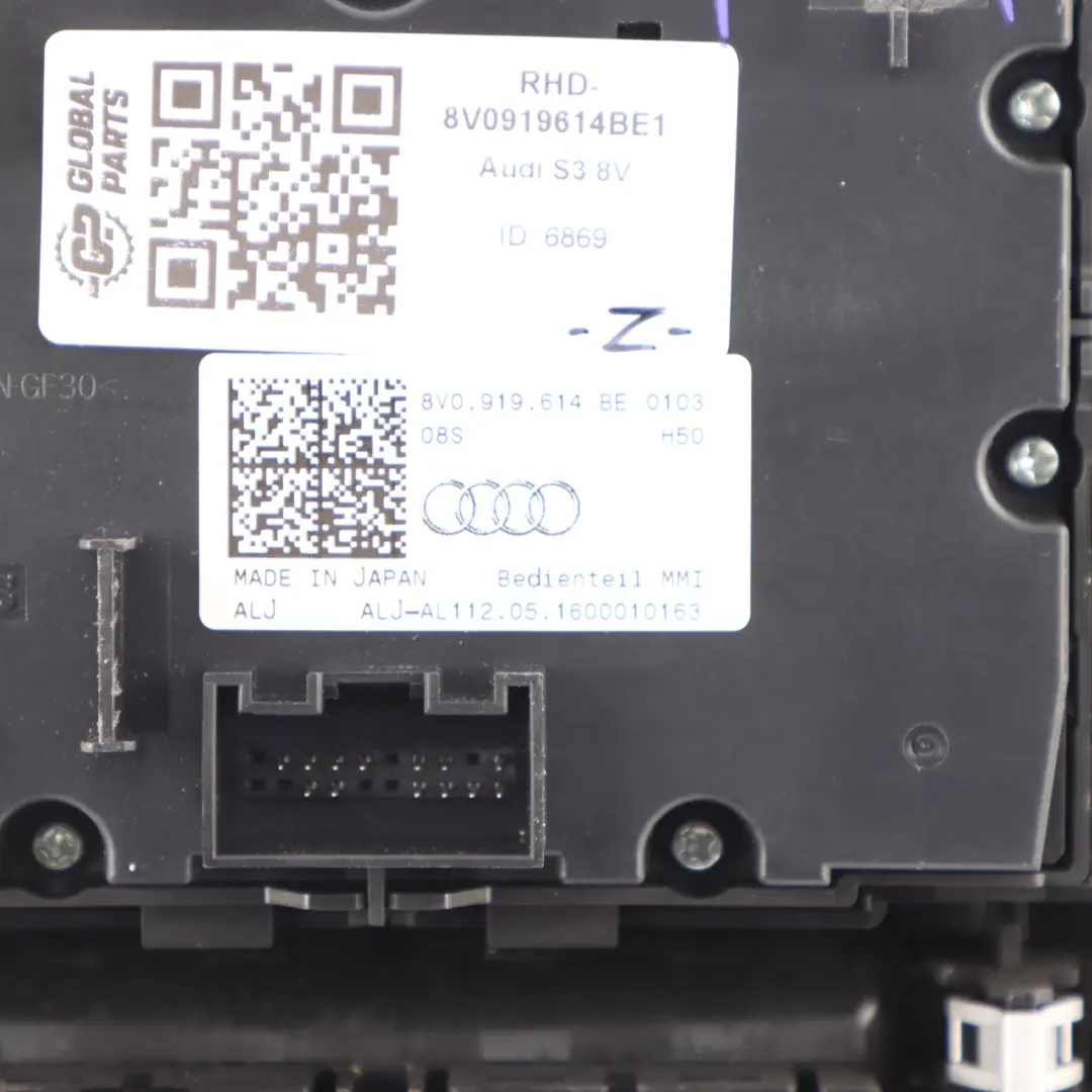 Controller Center Media Sat Nav Console Trim Cup Holder Automatic to Audi A3 S3 8V with Part number 8V0919614BE1 Audi A3 S3 8V Controller Center Media Sat Nav Console Trim Cup Holder Automatic - SKU RHD-8V0919614BE-1 - Part number 8V0919614BE1