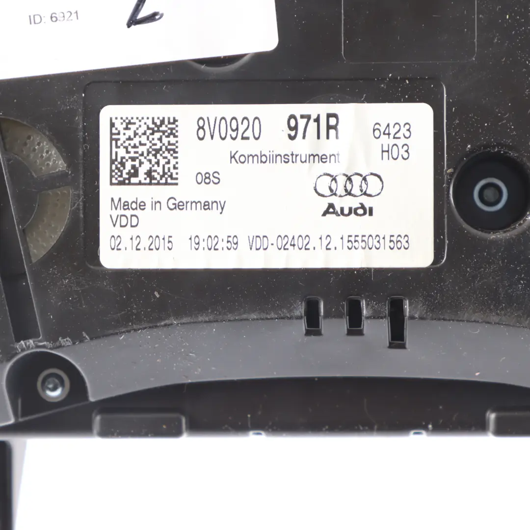 Audi A3 8V Diesel Instrument Cluster Speedo Meter Clocks Manual - SKU RHD-8V0920971R - Part number 8V0920971R