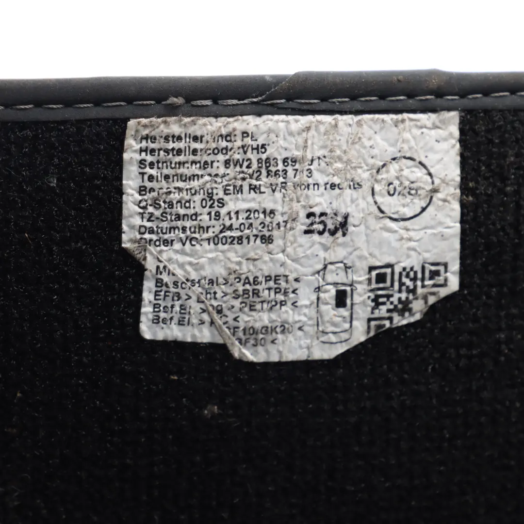 Floor Mats Interior Front Rear Floor Mat Carpet Cover Set to Audi S4 B9 with Part number 8W2863691 Audi S4 B9 Floor Mats Interior Front Rear Floor Mat Carpet Cover Set - SKU RHD-8W2863691 - Part number 8W2863691