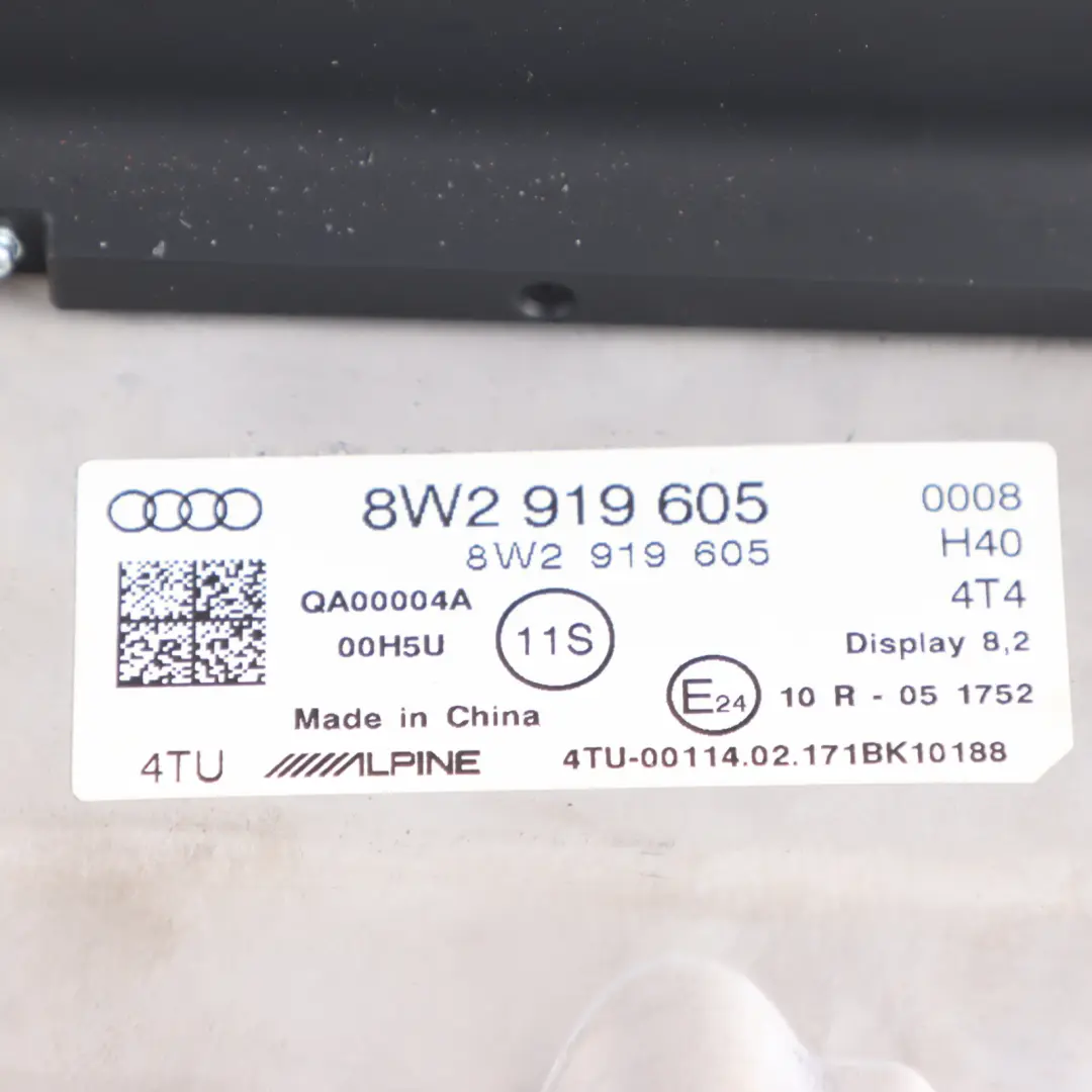 Display Screen Radio Multimedia Navigation Sat Unit Audi A4 B9 - SKU RHD-8W2919605-1 - Part number 8W2919605