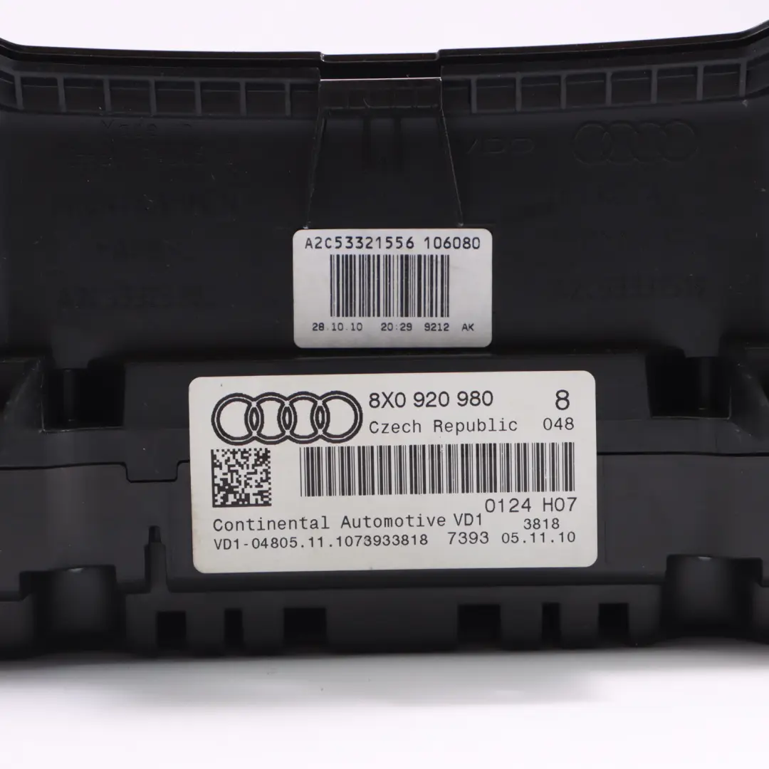 Instrument Cluster Speedo Clocks Petrol Manual to Audi A1 8X with Part number 8X0920980 Audi A1 8X Instrument Cluster Speedo Clocks Petrol Manual - SKU RHD-8X0920980 - Part number 8X0920980