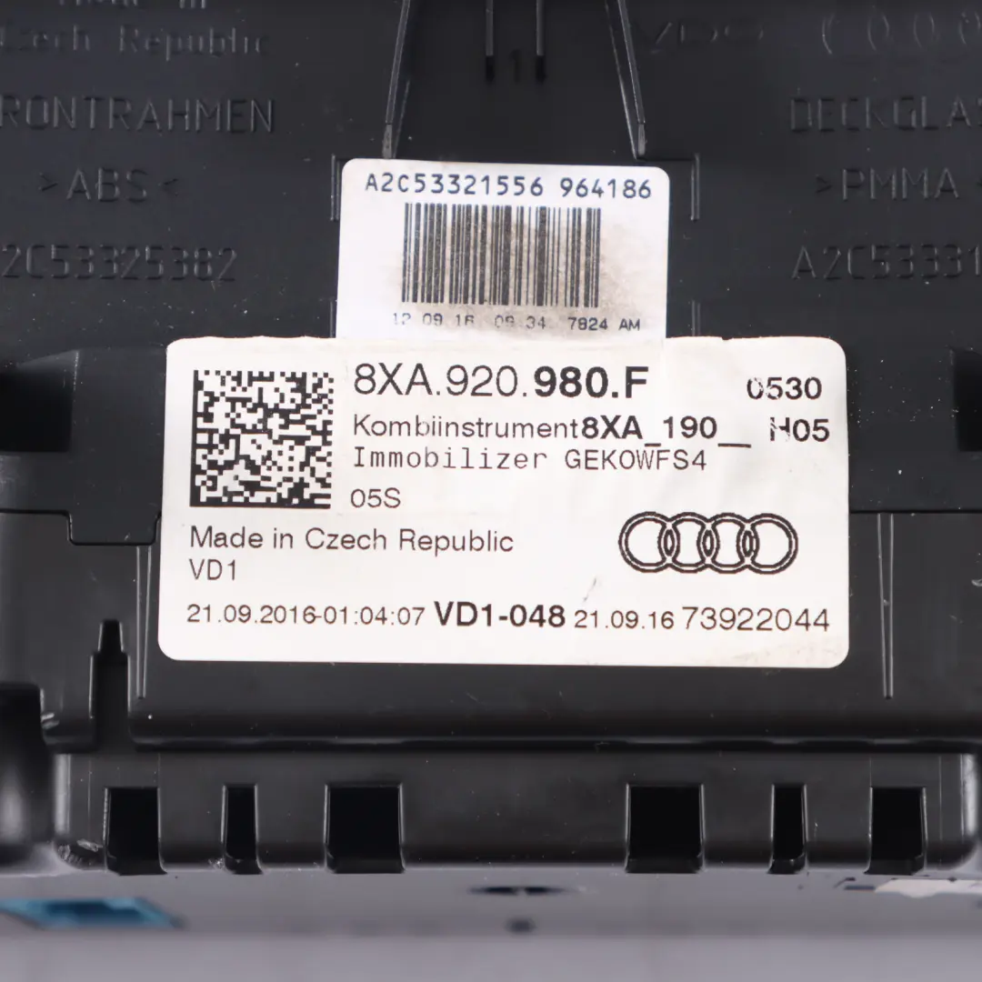 Audi A1 8X Speedo Clocks Instrument Cluster Diesel Manual - SKU RHD-8XA920980F - Part number 8XA920980F