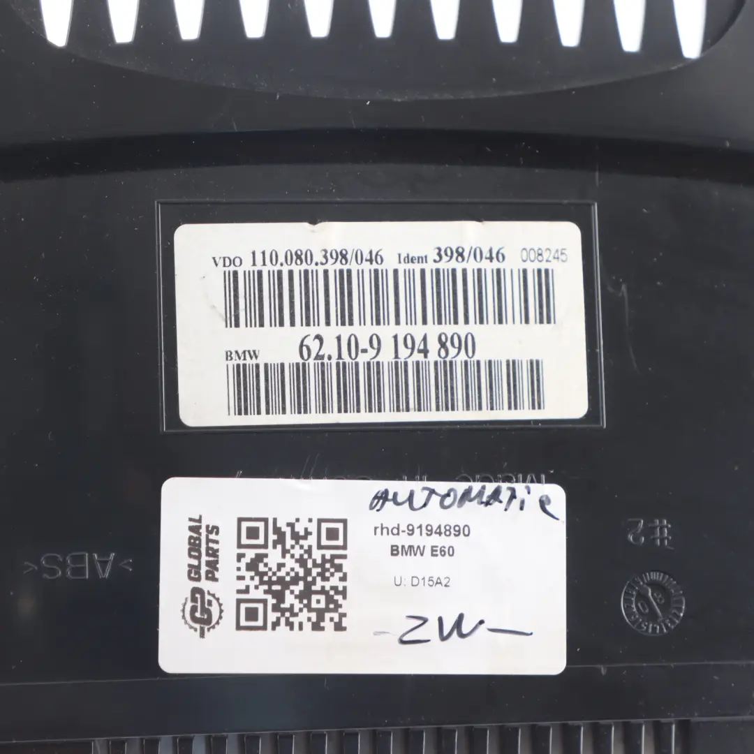 Instrument Cluster BMW E60 E61 Diesel Speedo Clocks Meter Automatic to with Part number 9194890 Instrument Cluster BMW E60 E61 Diesel Speedo Clocks Meter Automatic - SKU rhd-9194890 - Part number 9194890