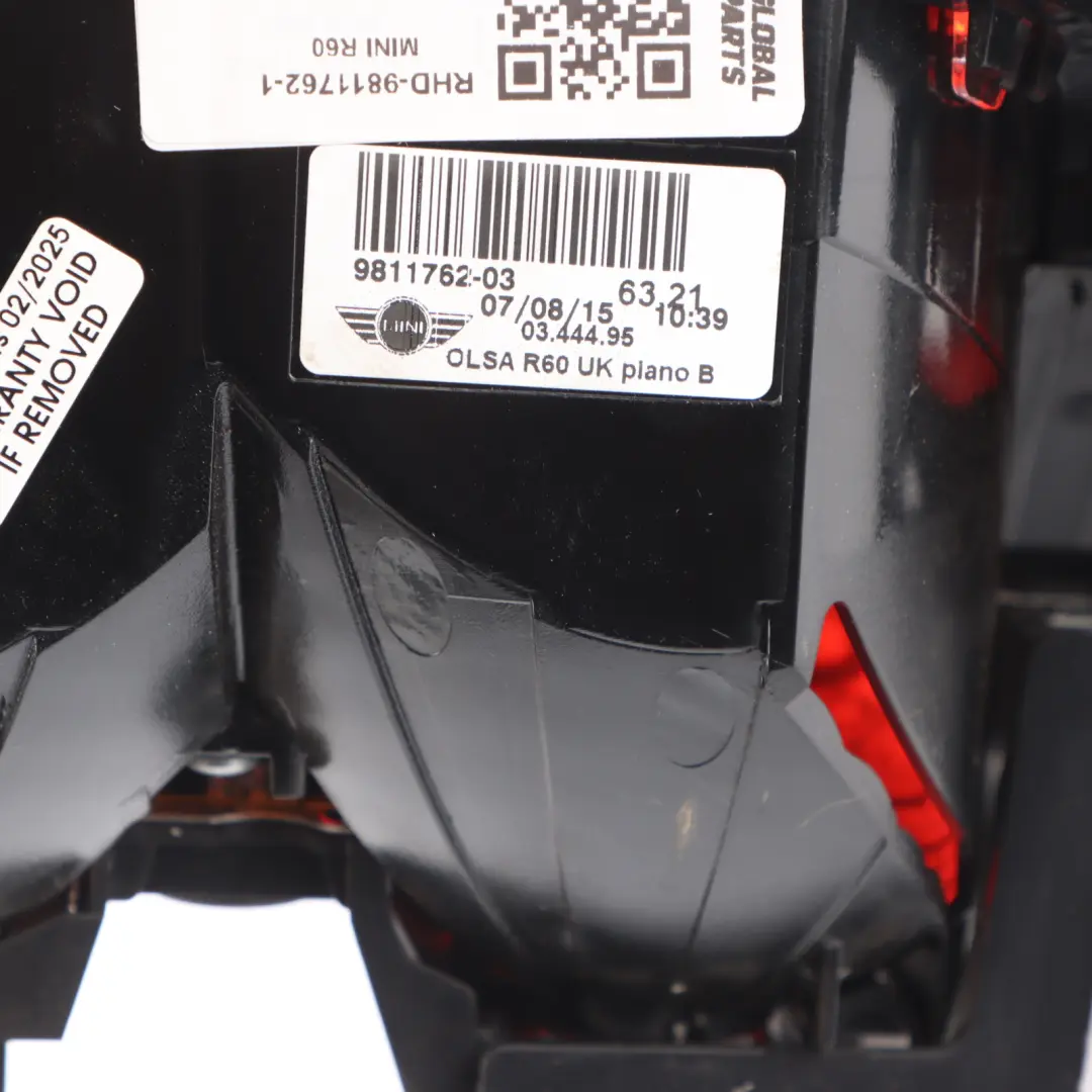 Lamp Side Tail Light Assembly Taillight Right O/S to Mini R60 Rear with Part number 9811762 Mini R60 Rear Lamp Side Tail Light Assembly Taillight Right O/S - SKU RHD-9811762-1 - Part number 9811762
