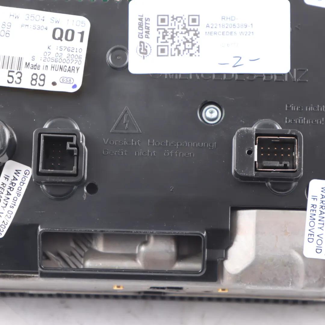 Mercedes W221 Central Audio Navi Sat Display Screen Multimedia - SKU RHD-A2218205389-1 - Part number A2218205389