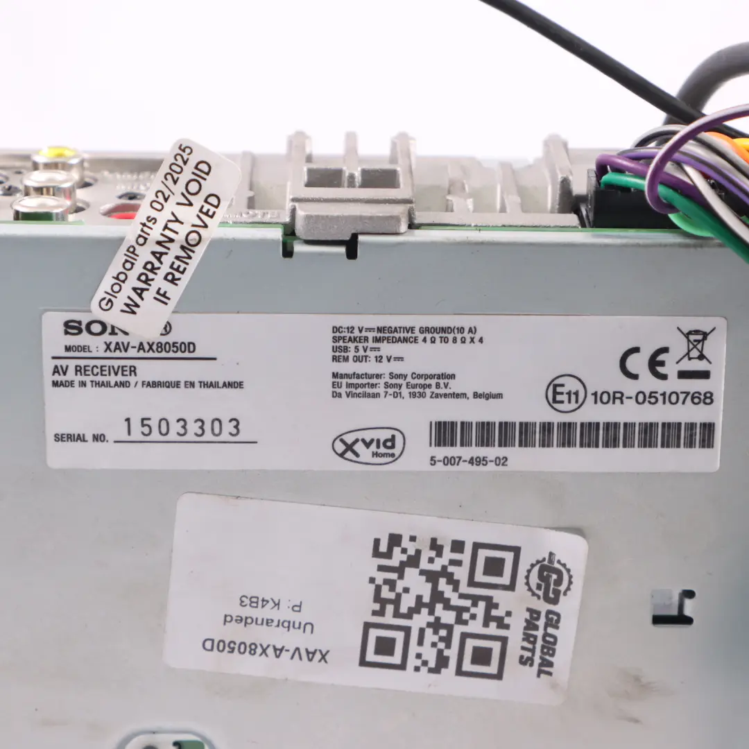  Genuine Sony WX-900BT Reproductor de audio estéreo Android CarPlay - SKU XAV-AX8050D - Número de pieza XAV-AX8050D