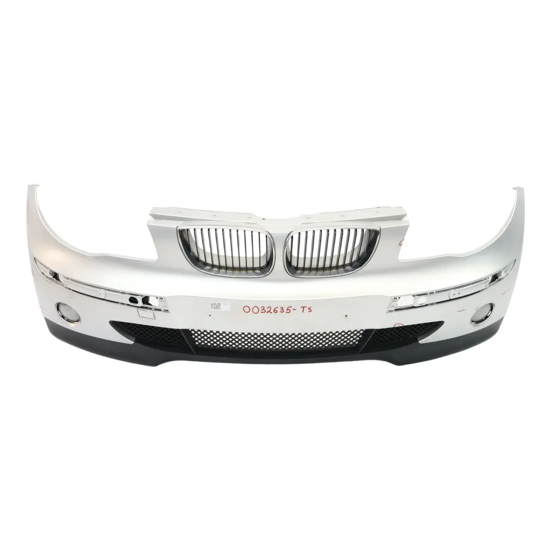 Complete Front Bumper Titansilber Silber Silver Metallic - 354 to BMW E87 with Part number 0032635 BMW E87 Complete Front Bumper Titansilber Silber Silver Metallic - 354 - SKU 0032635-TS - Part number 0032635