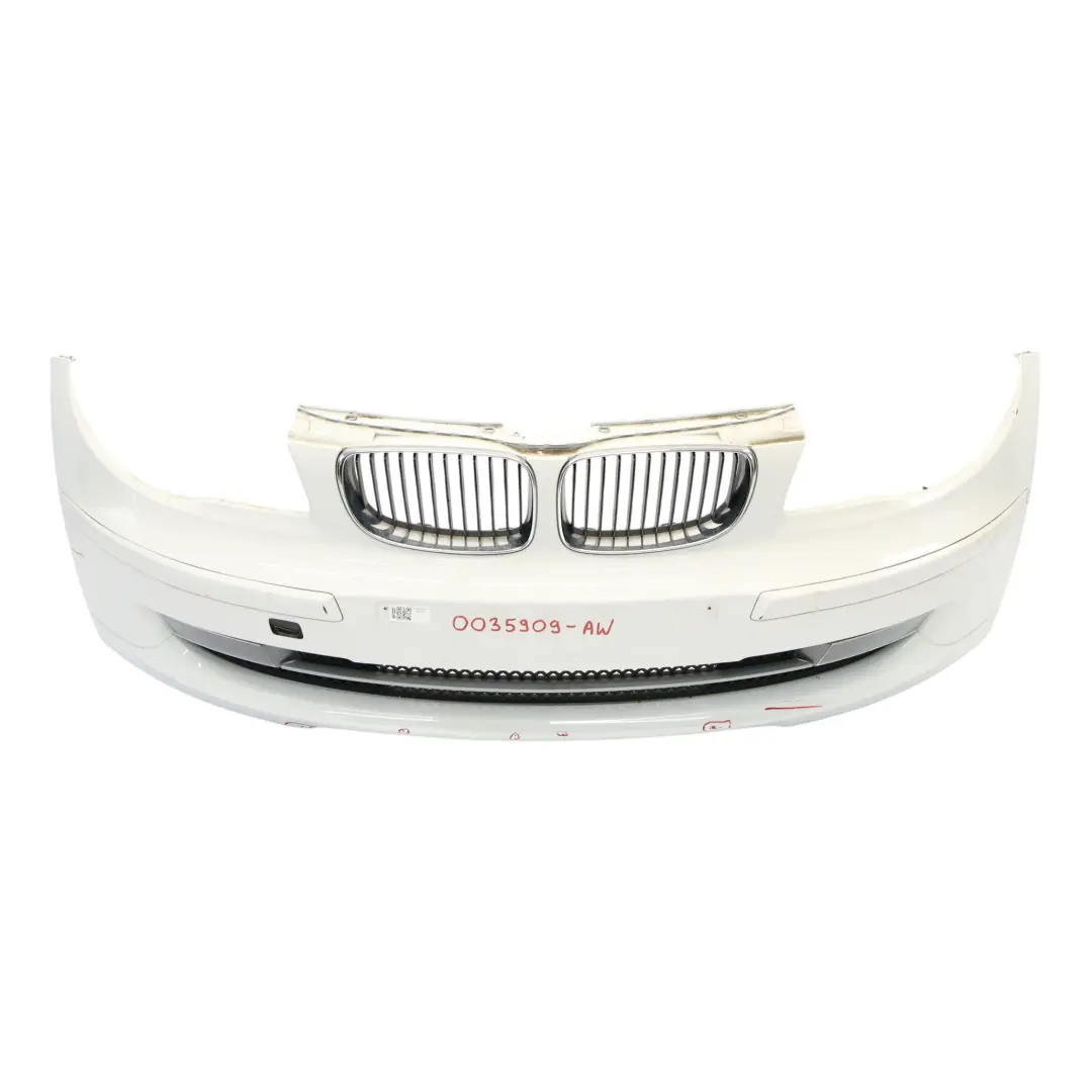 Complete Front Bumper Trim PDC Alpinweiss White 3 - 300 to BMW E81 E87 LCI with Part number 0035909 BMW E81 E87 LCI Complete Front Bumper Trim PDC Alpinweiss White 3 - 300 - SKU 0035909-AW - Part number 0035909
